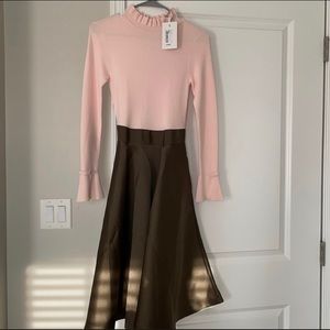 NWT Ted Baker khaki frill dress size 0